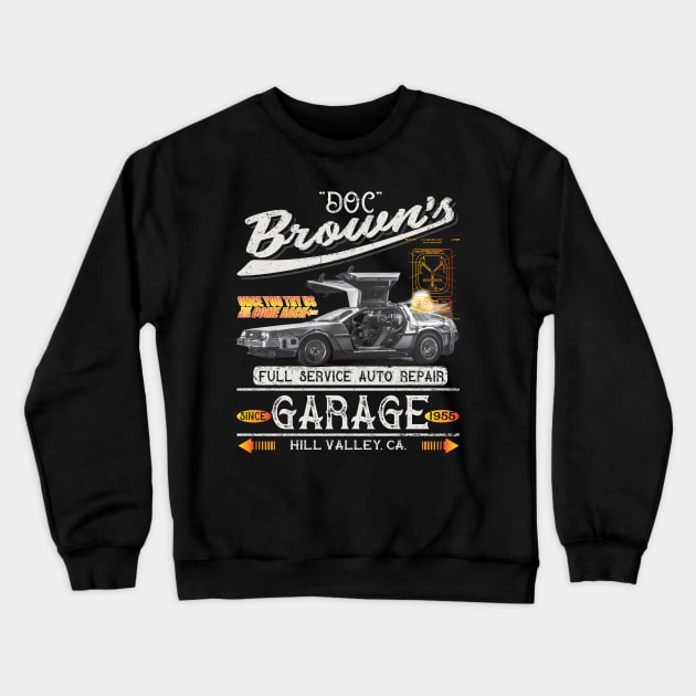 Doc Browns Garage Crewneck Sweatshirt by Alema Art